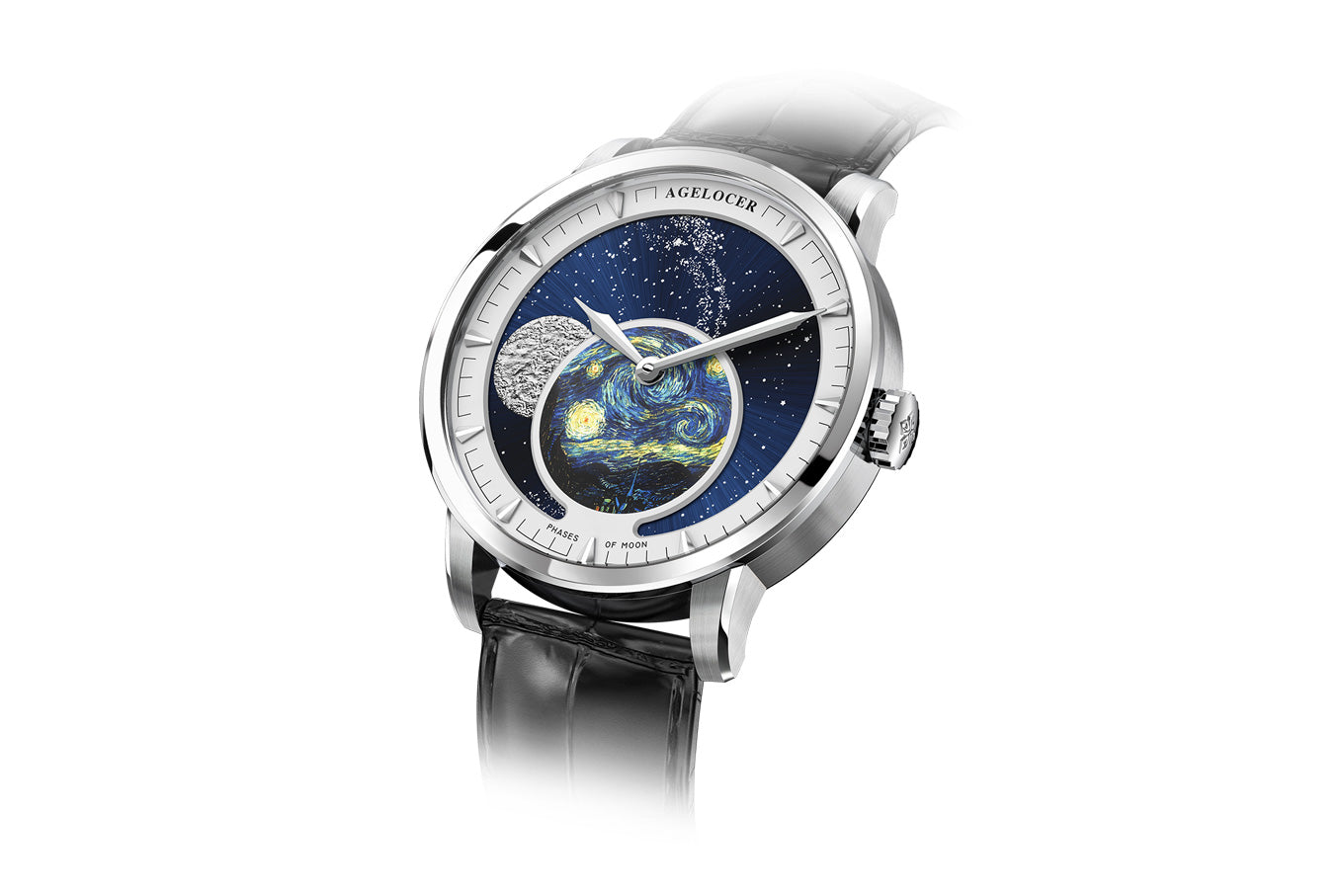 Metal sculpture of the moon Transparent caseback Automatic - AI LIFE HOLDINGS